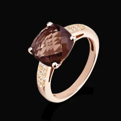 ring Poppy Blue Fumé met diamanten